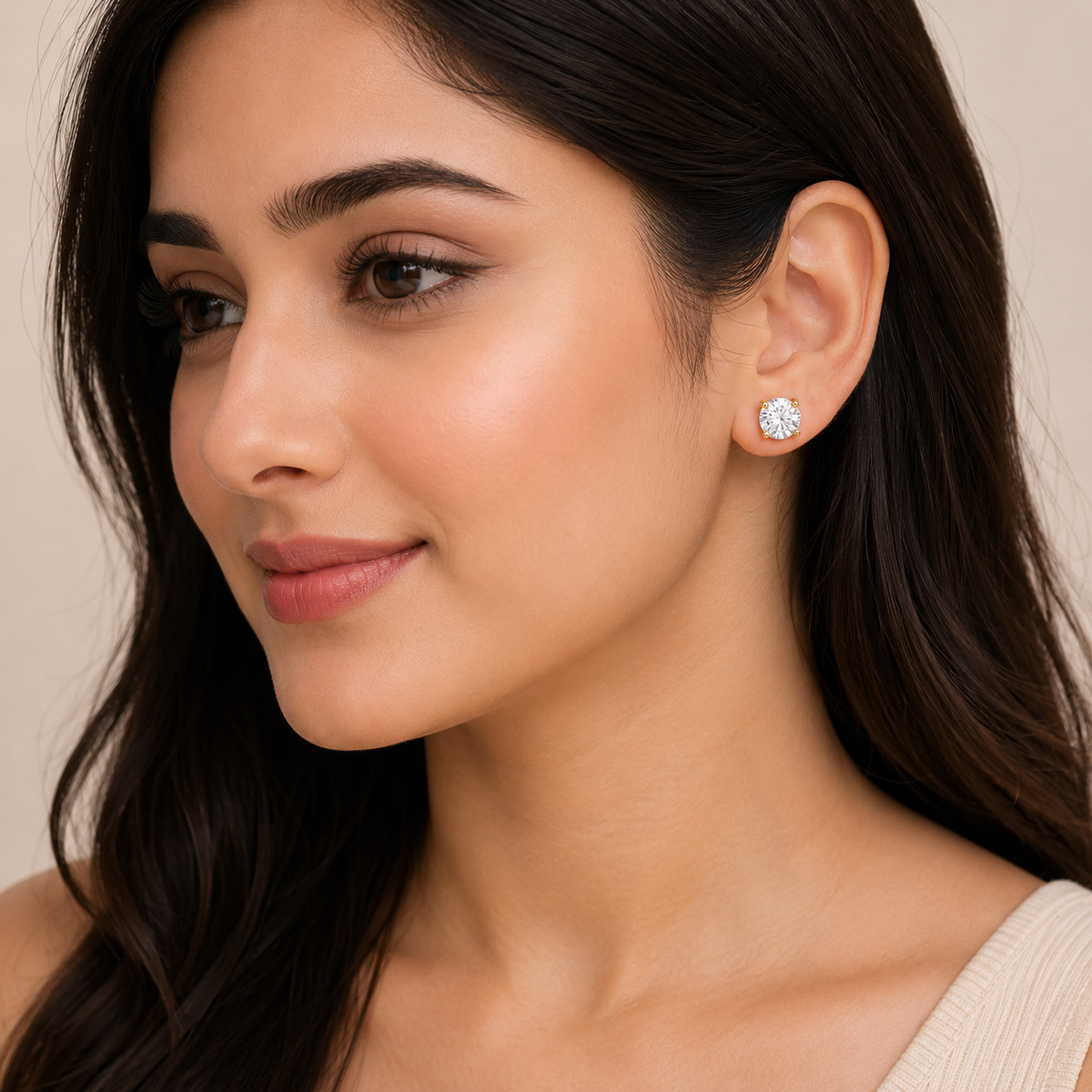 Classic Four-Prong Gold Crystal Studs