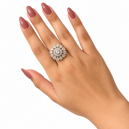 Royal Bloom Pear-Cut Halo Cluster Ring