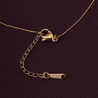 Gold Black Rectangular Pendant Necklace — Minimalist Jewelry