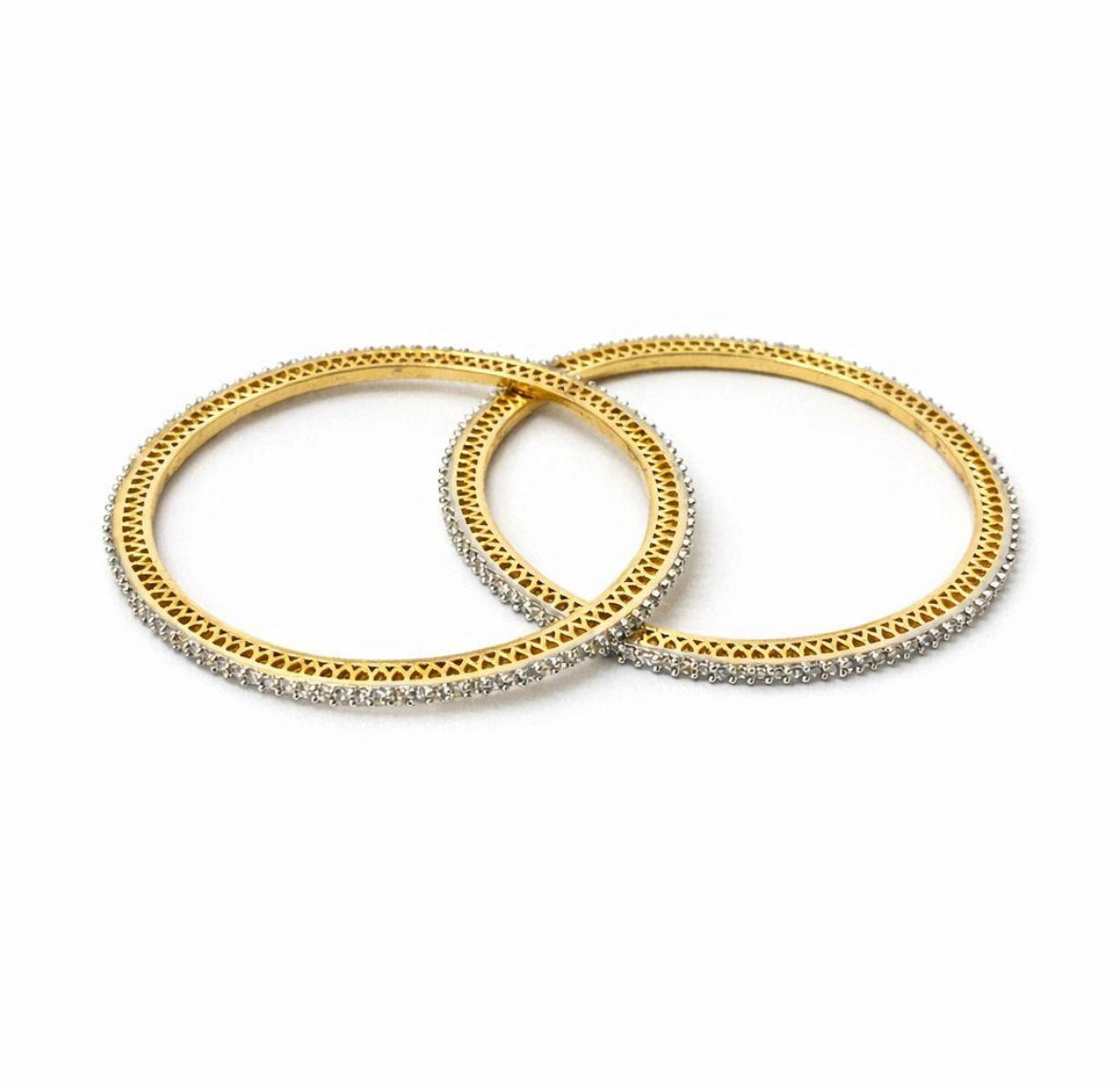 Gold-Tone Crystal-Edged Bangle Set