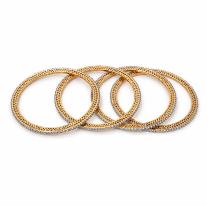 Gold-Tone Crystal-Edged Bangle Set