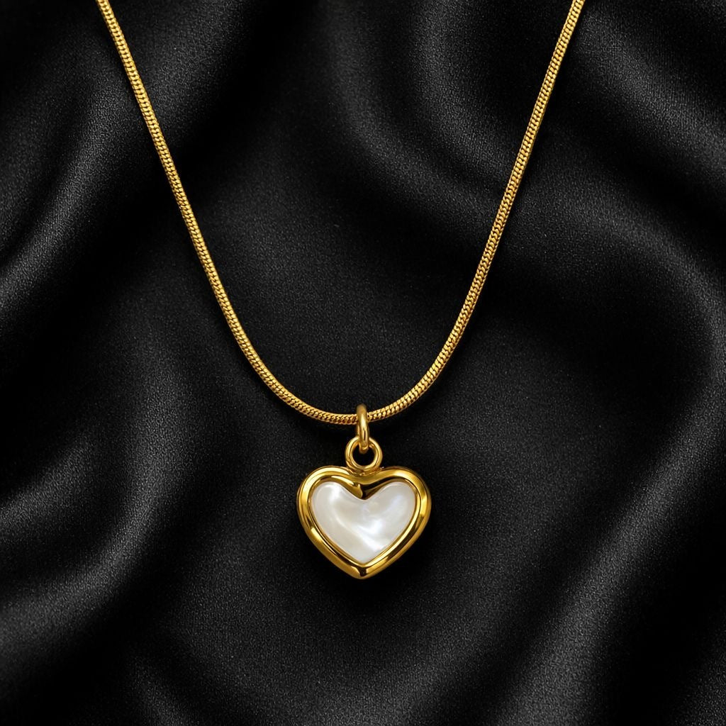 Pearl Heart Gold Necklace – Rakhi Gift for Sister
