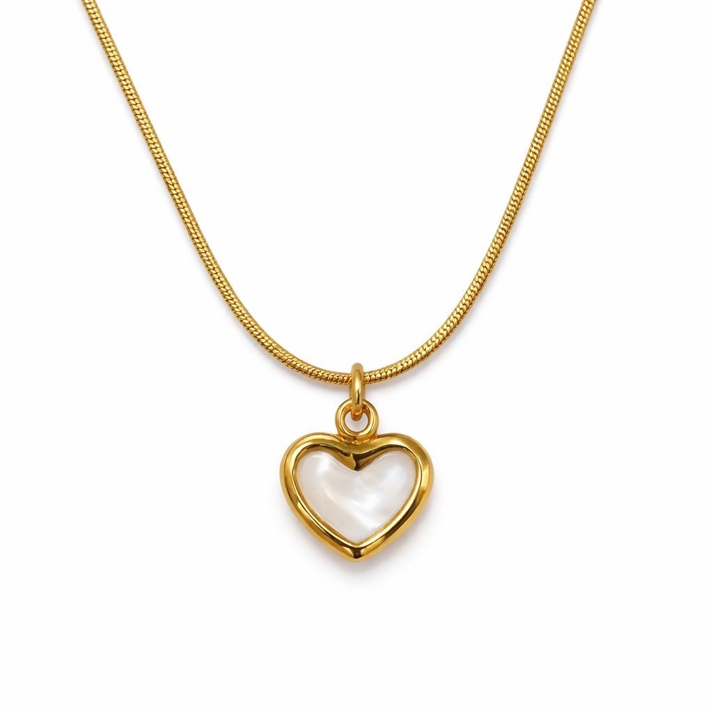 Pearl Heart Gold Necklace – Rakhi Gift for Sister