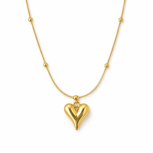 Gold Heart Pendant Necklace & Earring Set