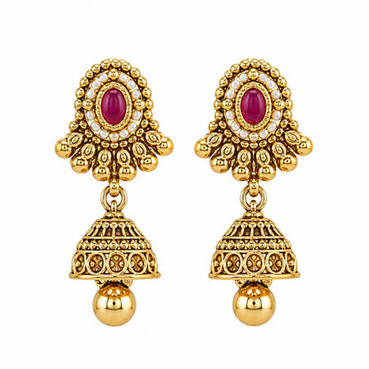Antique Gold Traditional Necklace and Jhumka Earrings Set