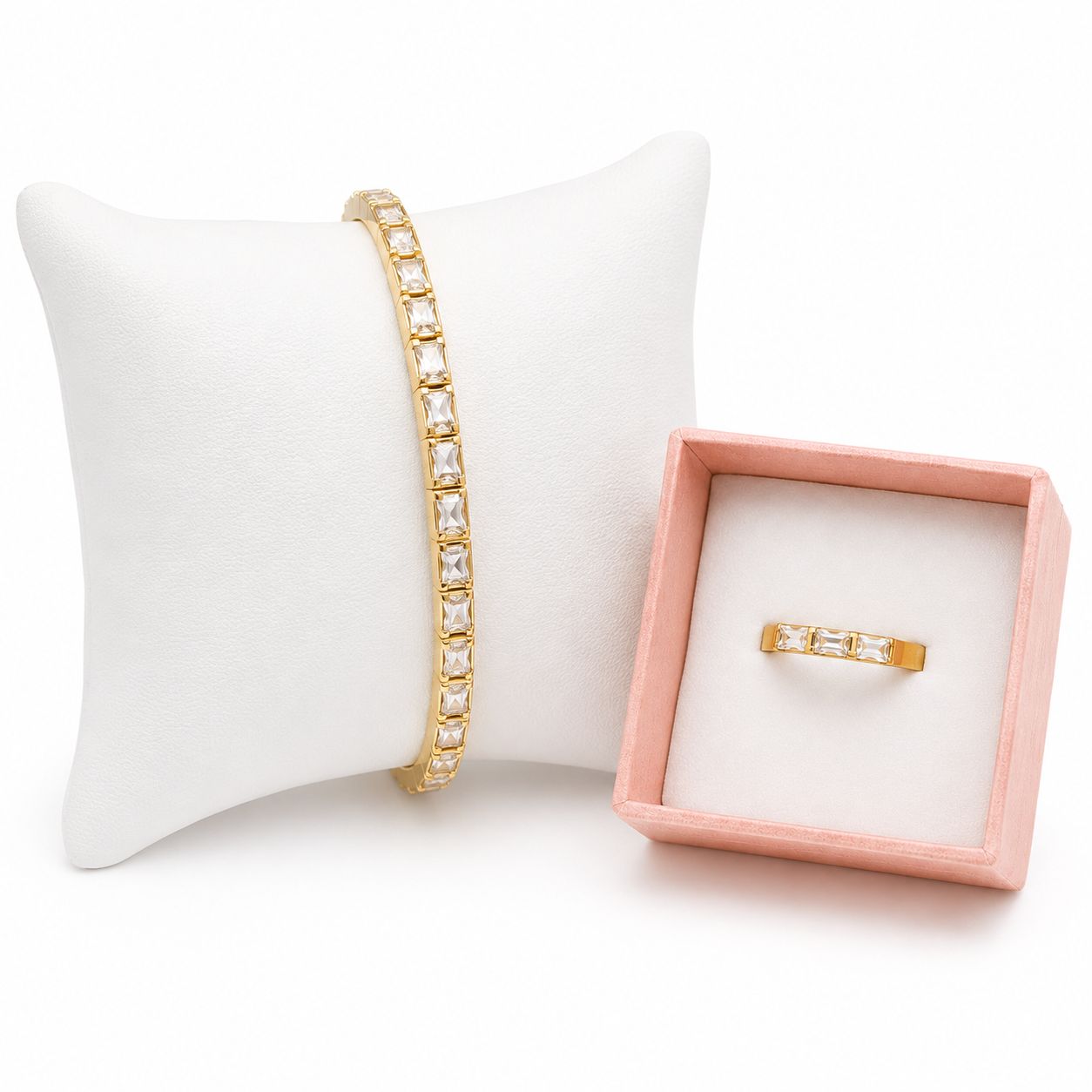 Gold Crystal Bracelet and Ring Set