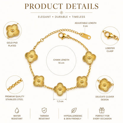 Floral Charm Gold-Tone Bracelet