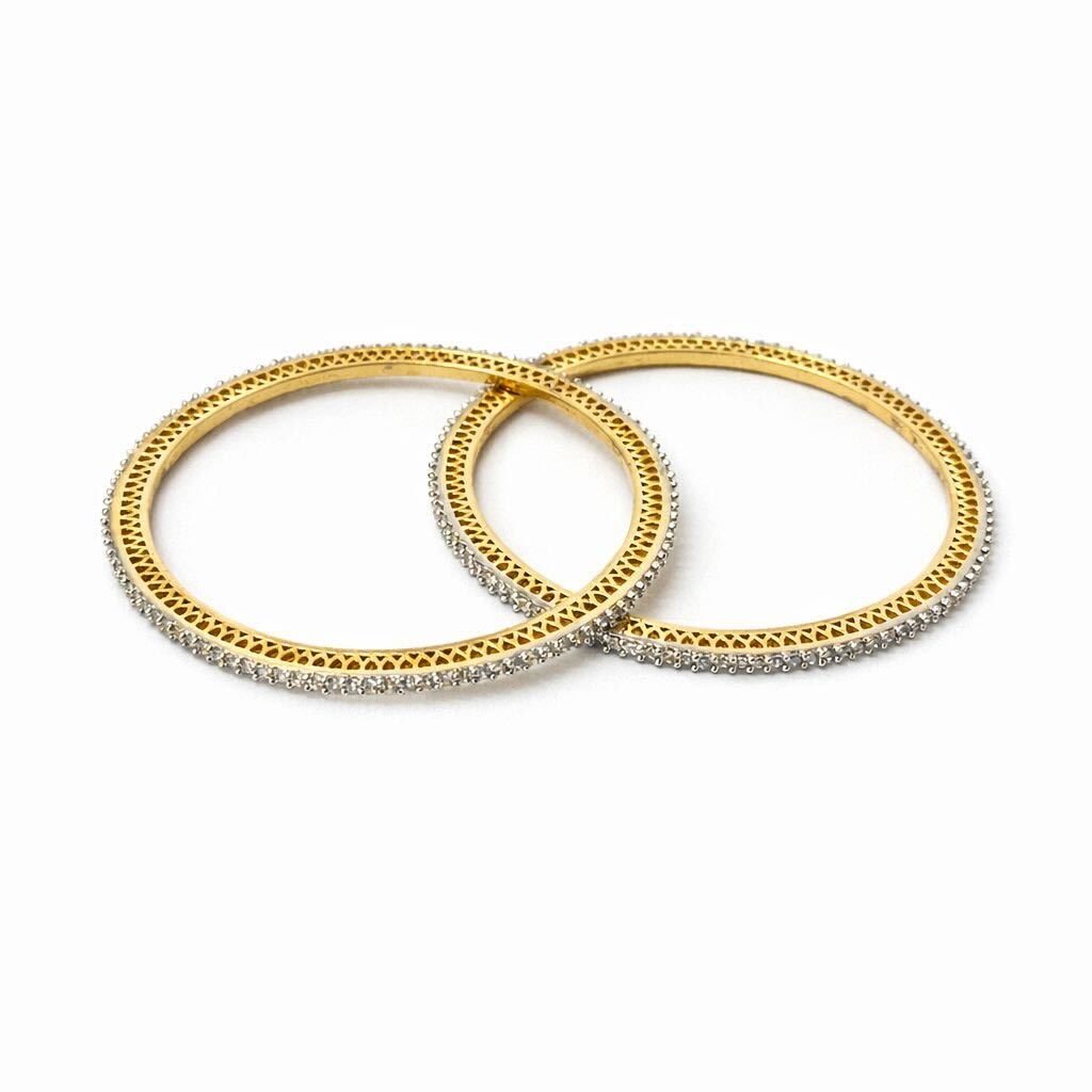 Gold-Tone Crystal Studded Designer Bangles — Set of 2 | BangleCart