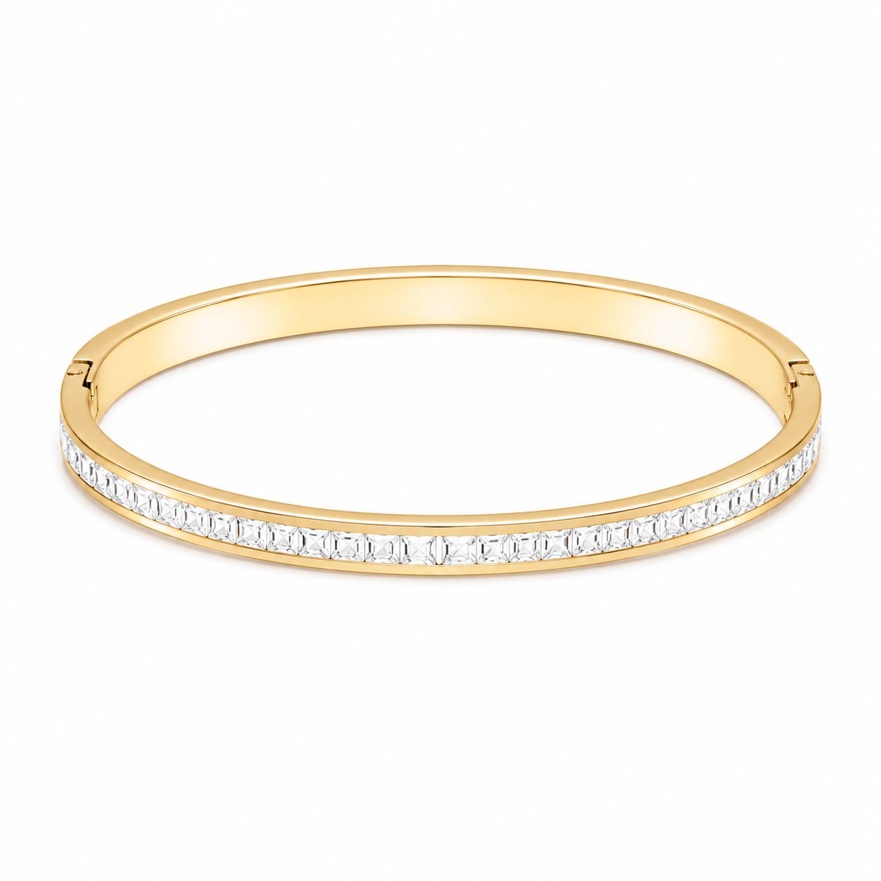 Gold Crystal Stone Hinged Bracelet