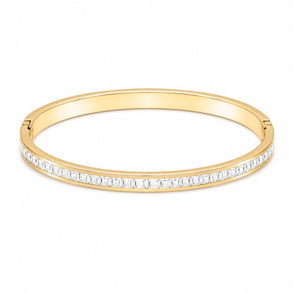 Gold Crystal Stone Hinged Bracelet