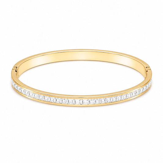 Gold Crystal Stone Hinged Bracelet