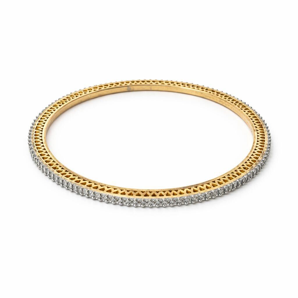 Gold-Tone Crystal Studded Designer Bangles — Set of 2 | BangleCart