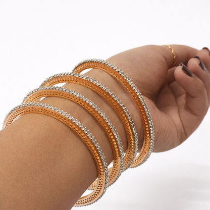 Gold-Tone Crystal-Edged Bangle Set