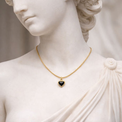 Black Heart Gold Pendant Necklace