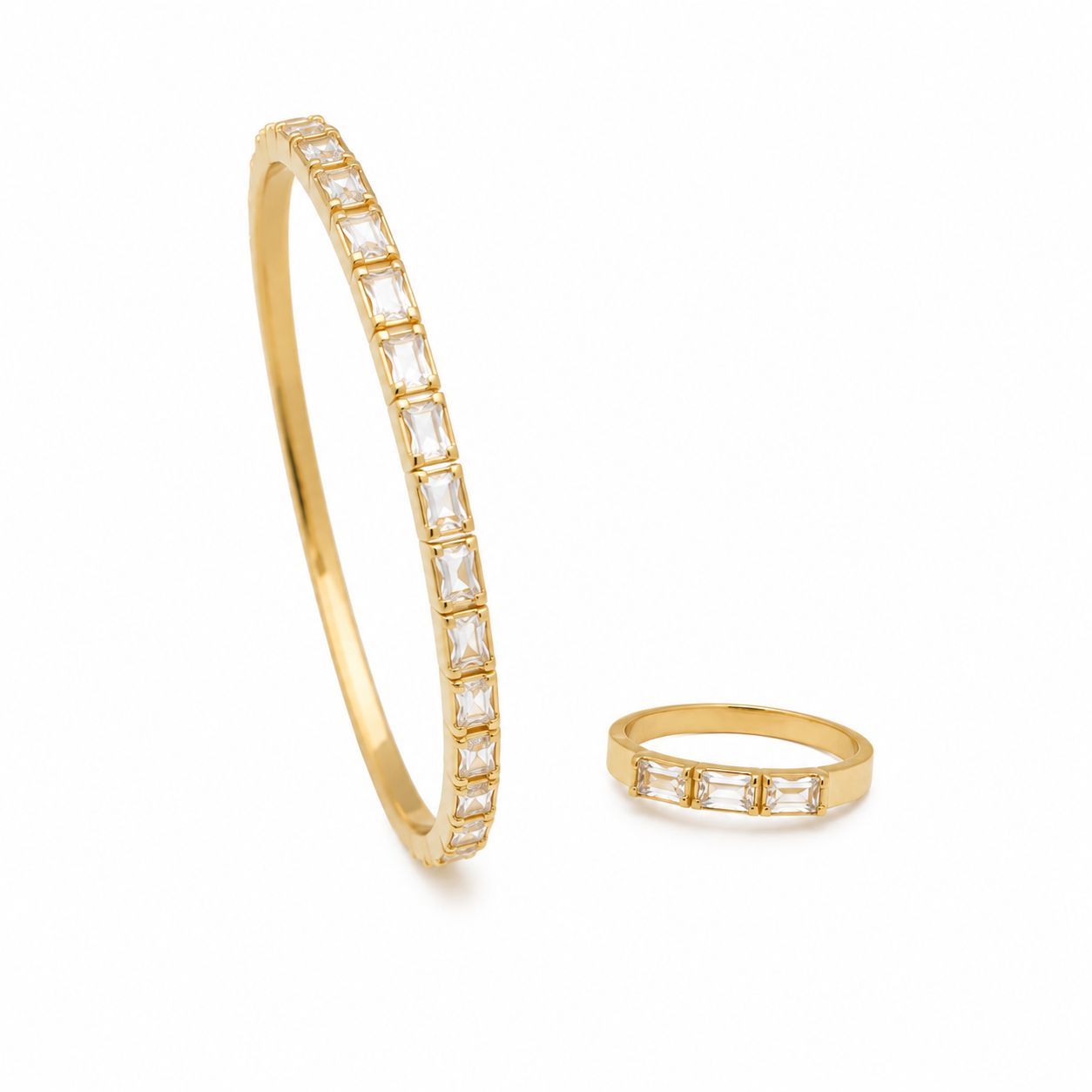 Gold Crystal Bracelet and Ring Set