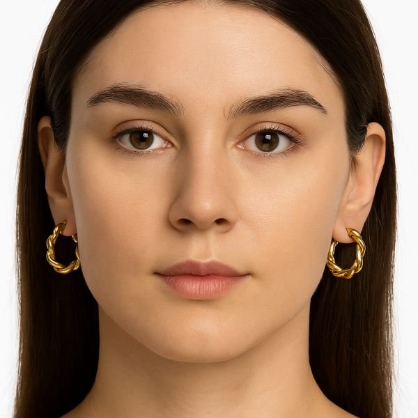 Twisted Gold Hoop Earrings