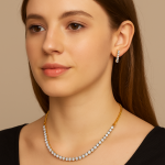 Single Line Diamond Necklace  with Real Look