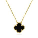 SALVE Dainty Black Clover Pendant Necklace for Women | Fashion Anti-Tarnish Jewelry