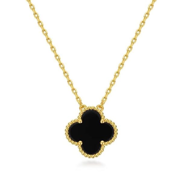 SALVE Dainty Black Clover Pendant Necklace for Women | Fashion Anti-Tarnish Jewelry
