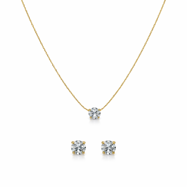 Gold-Plated Solitaire Pendant Set