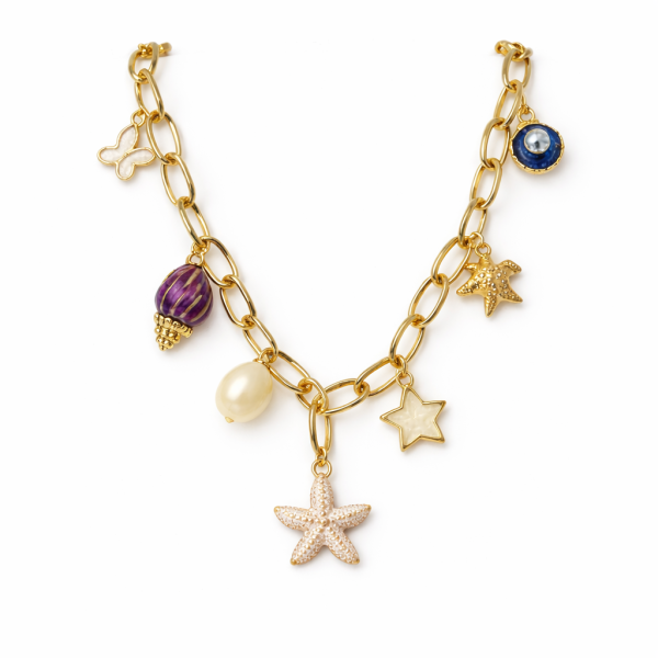 Gold Charm Bracelet with Starfish
