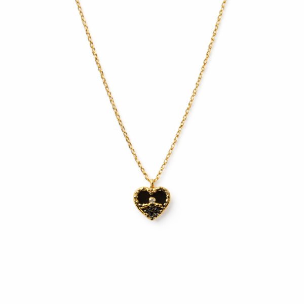 Gold Heart Charm Necklace & Earrings Set
