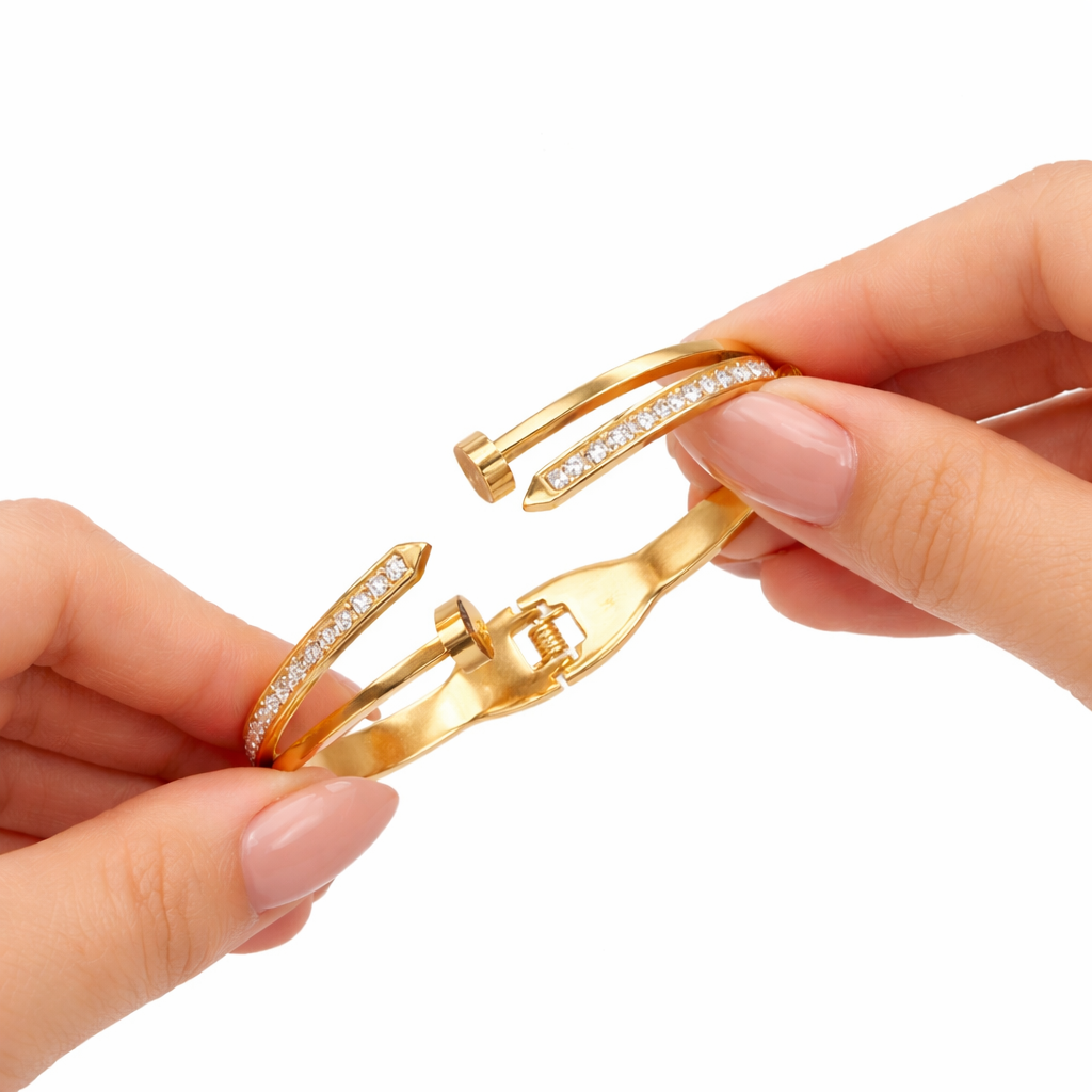 Elegant Gold-Plated Crystal Bracelet & Hoop Earrings Set 4 Elegant Gold-Plated Crystal Bracelet & Hoop Earrings Set - Image 4