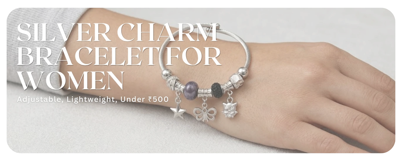 silver charm bracelet for women